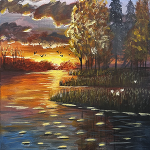 Aranyló alkony a vízparton - Meska.hu