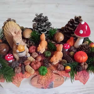Őszi mókusos lakásdekoráció, Otthon & Életmód, Dekoráció, Asztal és polc dekoráció, Asztaldísz, , MESKA