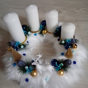 Szarvasos karácsonyi adventi koszorú - karácsony - adventi díszek - adventi asztaldísz - Meska.hu