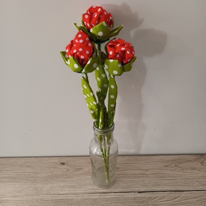 Piros pöttyös textil rózsa, Otthon & Életmód, Virágdekoráció, Virágok, Szálas virág, , MESKA