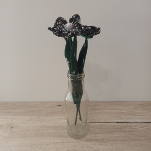 Fekete, fehér mintás nyári textil virágok - otthon & életmód - dekoráció - asztal és polc dekoráció - asztaldísz - Meska.hu