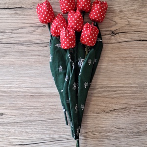 Piros pettyes textil tulipán, Otthon & Életmód, Dekoráció, Dísztárgy, , MESKA
