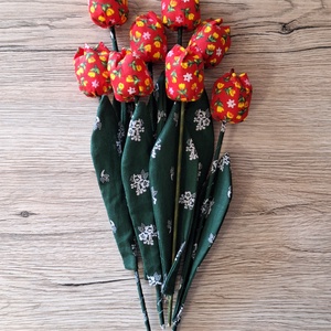 Piros mintás textil tulipán, Otthon & Életmód, Dekoráció, Dísztárgy, , MESKA