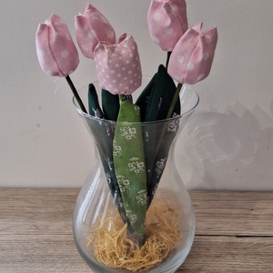 Rózsaszín pettyes textil tulipán - otthon & életmód - dekoráció - dísztárgy - Meska.hu