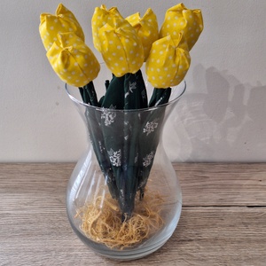 Sárga pettyes textil tulipán - otthon & életmód - dekoráció - dísztárgy - Meska.hu