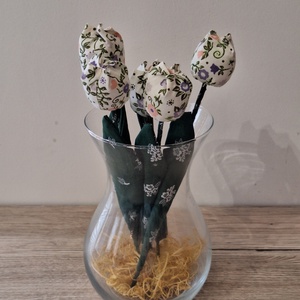 Fehér mintás textil tulipán, Otthon & Életmód, Dekoráció, Dísztárgy, , MESKA