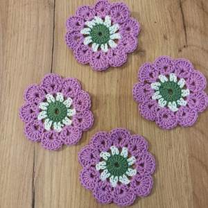 Rózsaszín virágos poháralátét - otthon & életmód - konyhafelszerelés, tálalás - tálalás - tányér- és poháralátét - Meska.hu