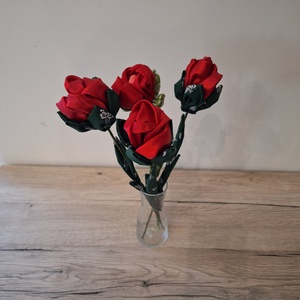 Piros textil rózsa - Meska.hu