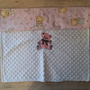 Kétoldalas babatakaró fehér-rózsaszín, Baba - mama, Baba ágynemű, Babatakaró, gyerek pléd, Varrás, MESKA