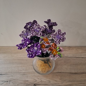 Lila árnyalatos nyári textil virágok - otthon & életmód - virágdekoráció - virágok - szálas virág - Meska.hu