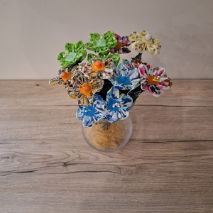 Nyári textil virágok kékes árnyalatokban - Meska.hu