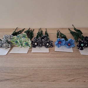 Nyári textil virágok kékes árnyalatokban - otthon & életmód - virágdekoráció - virágok - szálas virág - Meska.hu