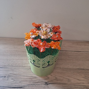 Textil virágok vödörben - otthon & életmód - dekoráció - asztal és polc dekoráció - dekorációs tál, tartó - Meska.hu