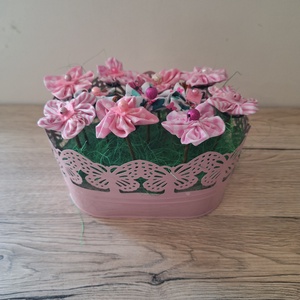 Textil virágok vödörben, Otthon & Életmód, Dekoráció, Asztal és polc dekoráció, Dekorációs tál, tartó, , MESKA