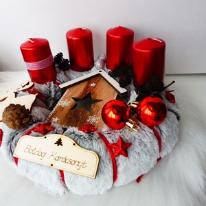 Szőrme adventi koszorú -  - Meska.hu