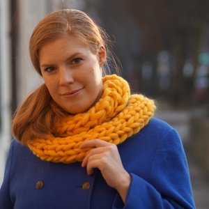 Sárga vastag kötött sál - ruha & divat - sál, sapka, kendő - sál - Meska.hu