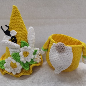 � Horgolt tavaszi gnóm tároló � vidám húsvéti asztaldísz �  - otthon & életmód - tárolás & rendszerezés - tárolókosár - Meska.hu