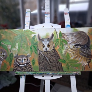   Baglyok  madaras akril kép  - otthon & életmód - dekoráció - kép & falikép - vászonkép - Meska.hu