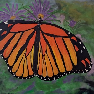 Színes pillangó akril kép  - Meska.hu