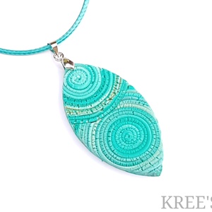 Türkizzöld-pezsgő spirál, ékszergyurma nyaklánc , Ékszer, Nyaklánc, Medálos nyaklánc, Ékszerkészítés, Gyurma, MESKA