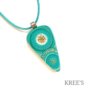 Türkiz-arany spirálos ékszergyurma nyaklánc , Ékszer, Nyaklánc, Medálos nyaklánc, Ékszerkészítés, Gyurma, MESKA