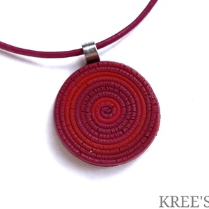 Vörös spirál, ékszergyurma nyaklánc , Ékszer, Nyaklánc, Medálos nyaklánc, Ékszerkészítés, Gyurma, MESKA