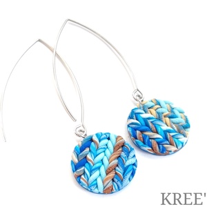 Kötött mintás fülbevaló , Ékszer, Fülbevaló, Lógó fülbevaló, Gyurma, MESKA