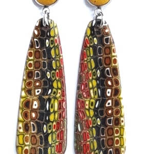 Klimt inspiráció - ékszergyurma fülbevaló, Ékszer, Fülbevaló, Lógó fülbevaló, Ékszerkészítés, Gyurma, MESKA
