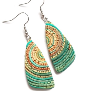 Türkiz-arany hullámok, ékszergyurma  fülbevaló  - Meska.hu