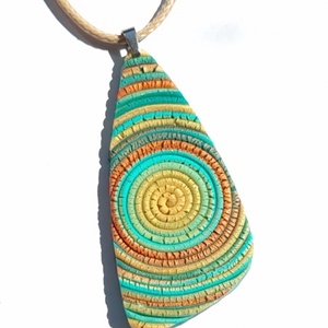 Türkiz-barna spirál, ékszergyurma nyaklánc , Ékszer, Nyaklánc, Medálos nyaklánc, Ékszerkészítés, Gyurma, MESKA