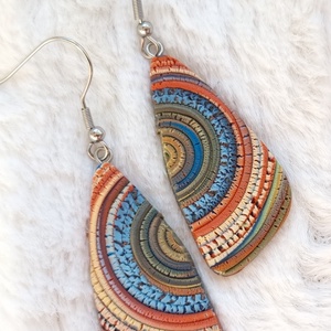 Kék-barna hullámok, ékszergyurma  fülbevaló  - Meska.hu