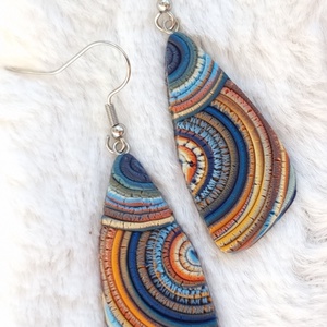 Kék-barna hullámok, ékszergyurma  fülbevaló  - Meska.hu