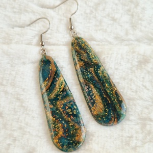 Türkiz üveghatású fülbevaló - Meska.hu