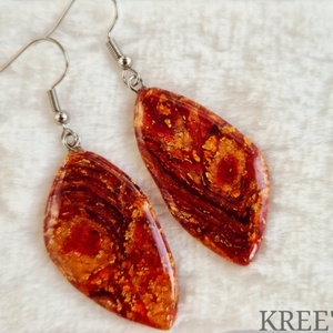 Borostyán, üveghatású fülbevaló - Meska.hu