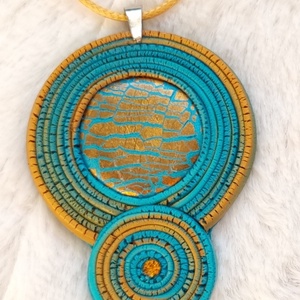 Kék-arany tekercsek - ékszergyurma nyaklánc - Meska.hu