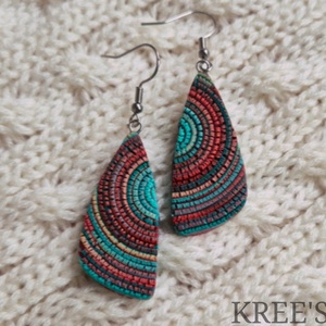 Türkiz-barna hullámok, ékszergyurma  fülbevaló  - Meska.hu