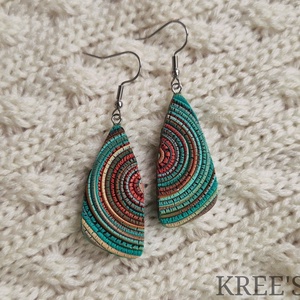 Türkiz-barna hullámok, ékszergyurma  fülbevaló  - Meska.hu