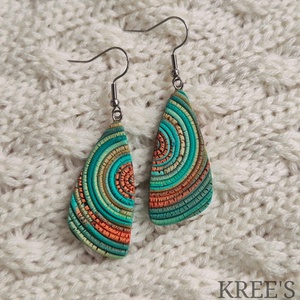 Türkiz-barna hullámok, ékszergyurma  fülbevaló  - Meska.hu