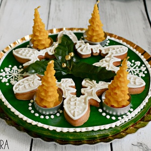 Mézeskalács adventi koszorú méhviasz gyertyával , Karácsony, Mézeskalácssütés, MESKA