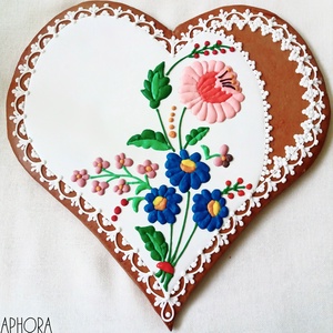 Kalocsai mintás nagy mézeskalács szív 2. , Esküvő, Emlék & Ajándék, Köszönőajándék, Mézeskalácssütés, MESKA