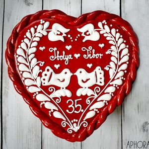 Mézeskalács szív doboz madárkás - esküvő - emlék & ajándék - doboz - Meska.hu