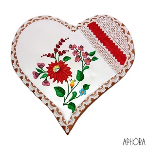 Mézeskalács nagy szív kalocsai mintával 3., Otthon & Életmód, Dekoráció, Dísztárgy, Mézeskalácssütés, MESKA