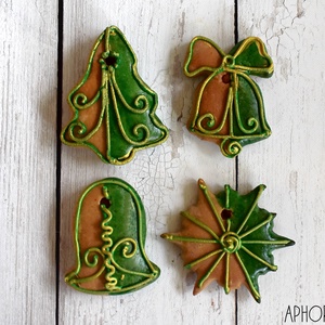 Mézeskalács vegyes díszcsomag zöld-arany színben, karácsonyfadísz - karácsony - karácsonyi lakásdekoráció - karácsonyfadíszek - karácsonyi lakásdekoráció - Meska.hu