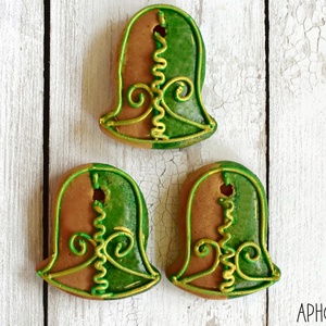 Mézeskalács harang zöld-arany , Karácsony, Karácsonyi lakásdekoráció, Karácsonyfadíszek, Mézeskalácssütés, MESKA