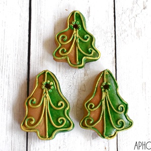 Mézeskalács karácsonyfa zöld-arany, Karácsony, Otthon & Életmód, Karácsonyi lakásdekoráció, Karácsonyfadíszek, Mézeskalácssütés, MESKA