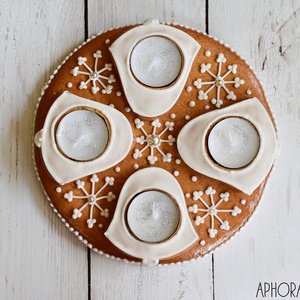 Mézeskalács adventi koszorú harangos ( natúr-ezüst) - karácsony - adventi díszek - adventi koszorú - Meska.hu