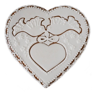 Mézeskalács szív fehér galambos, esküvőre, évfordulóra , Esküvő, Emlék & Ajándék, Szülőköszöntő ajándék, Mézeskalácssütés, MESKA