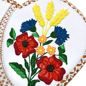 Mézeskalács nagy szív kalocsai mintával 2. - esküvő - emlék & ajándék - szülőköszöntő ajándék - Meska.hu