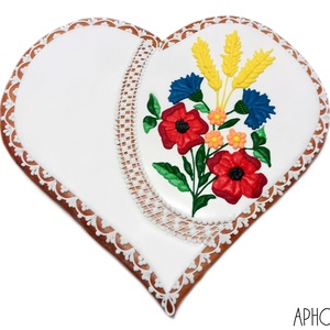 Mézeskalács nagy szív kalocsai mintával 2., Esküvő, Emlék & Ajándék, Szülőköszöntő ajándék, Mézeskalácssütés, MESKA