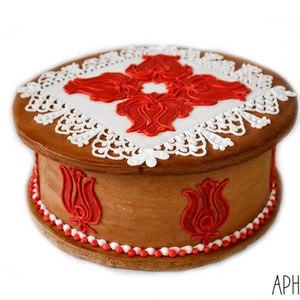 Mézeskalács doboz piros-fehér mintás - esküvő - emlék & ajándék - doboz - Meska.hu